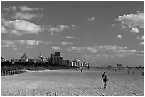 People strolling on South Beach, Miami Beach. Florida, USA (black and white)