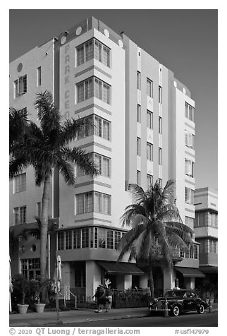 Art Deco Style Hotel, South Beach, Miami Beach. Florida, USA (black and white)