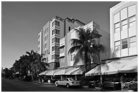 Row of hotels in Art Deco Style, Miami Beach. Florida, USA (black and white)