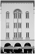 Art Deco hotel facade, Miami Beach. Florida, USA (black and white)