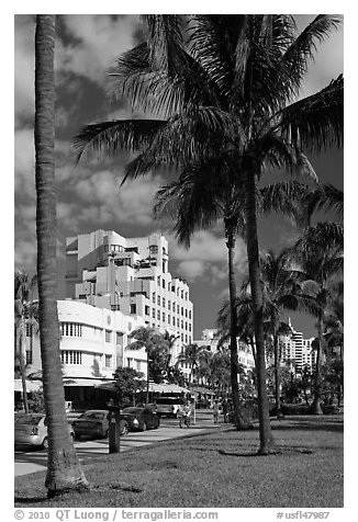 South Beach Art Deco historic district, Miami Beach. Florida, USA (black and white)