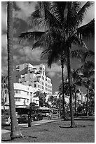 South Beach Art Deco historic district, Miami Beach. Florida, USA ( black and white)