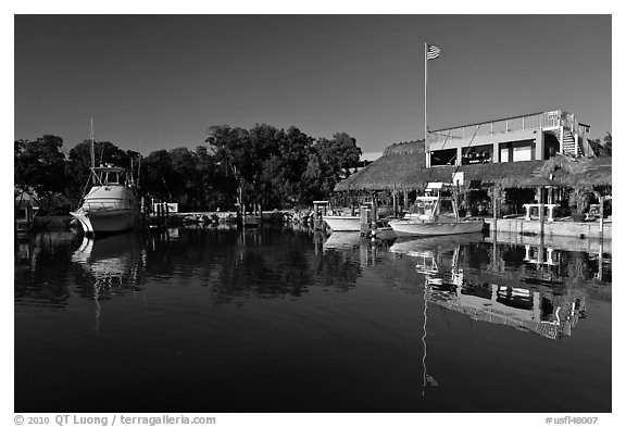 Marina, Vaca Key. The Keys, Florida, USA (black and white)