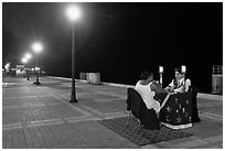 Fortune teller at night, Mallory Square. Key West, Florida, USA (black and white)