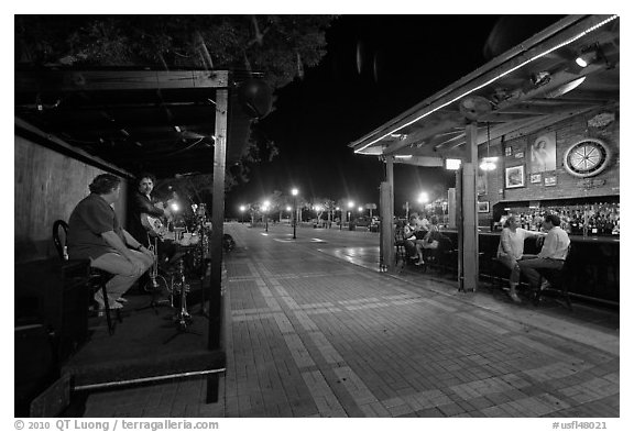 Salsa musicians and bar night, Mallory Square. Key West, Florida, USA