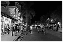 Street at night. Key West, Florida, USA (black and white)