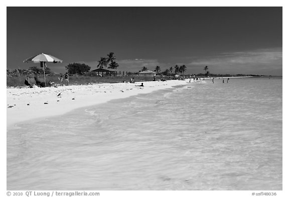 Turquoise waters, Sandspur Beach, Bahia Honda State Park. The Keys, Florida, USA (black and white)