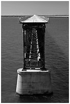 Old bridge in Bahia Honda Channel. The Keys, Florida, USA (black and white)