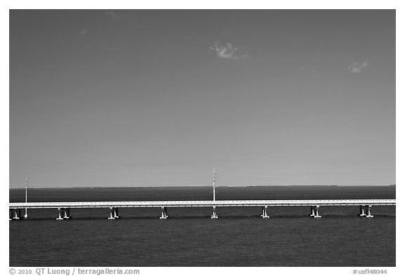 Highway bridge between Bahia Honda and Summerland Keys. The Keys, Florida, USA (black and white)