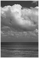 Atlantic ocean views with afternoon clouds, Matacumbe Key. The Keys, Florida, USA (black and white)