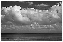 Clouds floating above Atlantic Ocean, Matacumbe Key. The Keys, Florida, USA (black and white)
