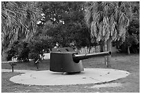 Artillery turret, Fort De Soto Park. Florida, USA (black and white)