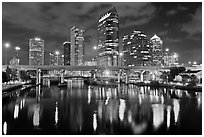 Night skyline, Tampa. Florida, USA (black and white)