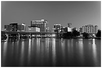 Night skyline from Lake Lucerne. Orlando, Florida, USA ( black and white)