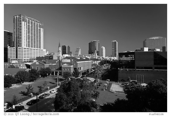 Downtown skyline. Orlando, Florida, USA (black and white)