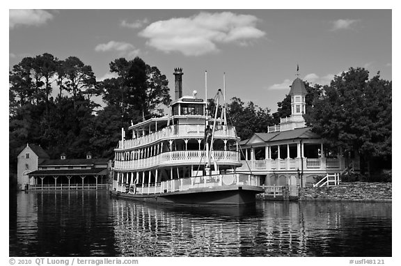 Riverboat, Magic Kingdom, Walt Disney World. Orlando, Florida, USA (black and white)