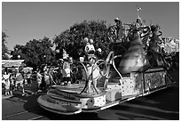 Float with Disney characters on Main Street. Orlando, Florida, USA (black and white)