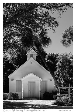 Chapel by the Sea, Captiva Island. Florida, USA (black and white)