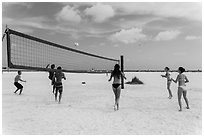 Volleyball at Siesta Beach, Sarasota. Florida, USA (black and white)