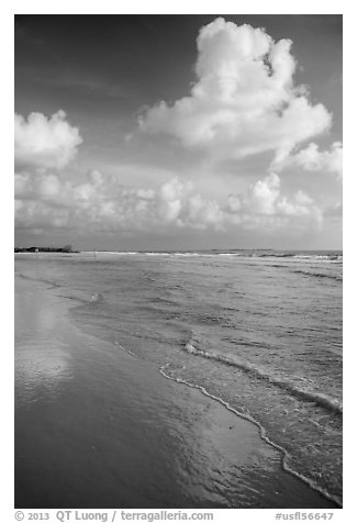 Clouds and reflections, Fort De Soto beach. Florida, USA (black and white)