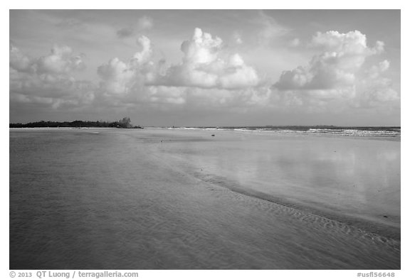 Beach and shallow flats, Fort De Soto beach. Florida, USA (black and white)