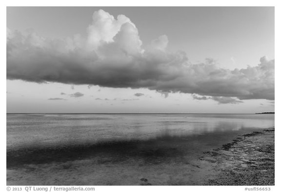 Thunderstorm clouds at sunset, Little Duck Key. The Keys, Florida, USA (black and white)