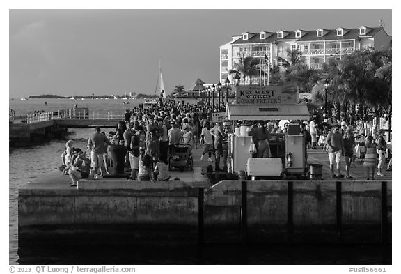 Crowds anticipating sunset in Mallory Square. Key West, Florida, USA