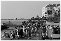 Crowd gathered for sunset in Mallory Square. Key West, Florida, USA (black and white)
