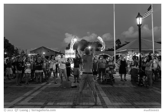 Street entertainer and spectators. Key West, Florida, USA