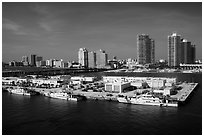 Coast guard station and Miami Beach. Florida, USA ( black and white)