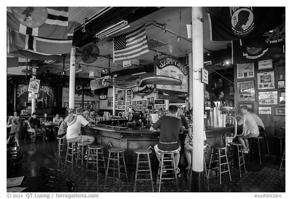 Inside Sloppy Joes. Key West, Florida, USA (black and white)