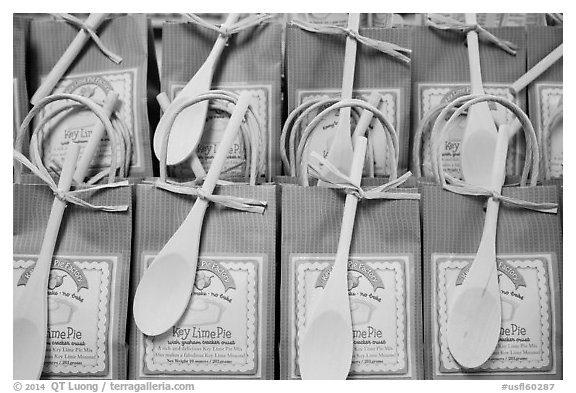 Close-up of key lime pie mixes. Key West, Florida, USA (black and white)