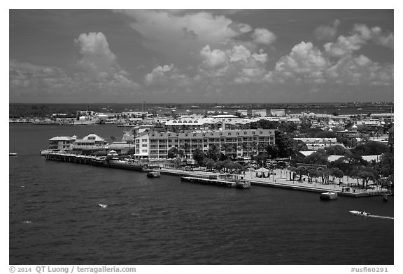 Mallory Square from above. Key West, Florida, USA (black and white)