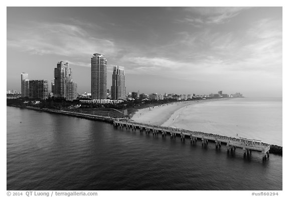 Miami beach at sunrise. Florida, USA (black and white)