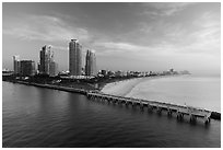 Miami beach at sunrise. Florida, USA ( black and white)