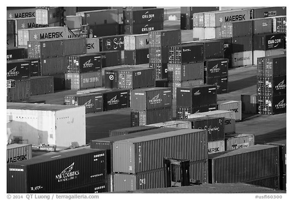 Shipping containers, Miami. Florida, USA (black and white)