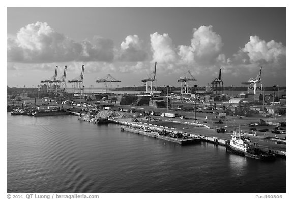 Seaport, Miami. Florida, USA (black and white)