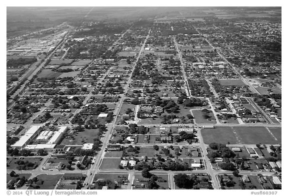 Aerial view of Homestead. Florida, USA (black and white)