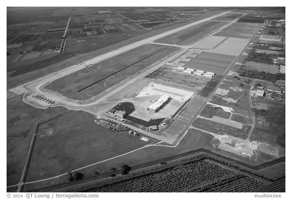 Aerial view of Homestead air force base. Florida, USA (black and white)