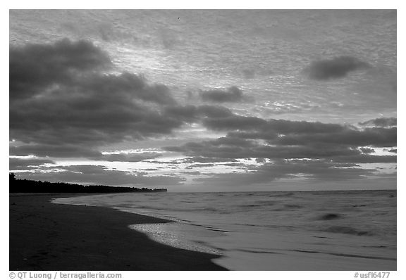 Beach at sunrise. Sanibel Island, Florida, USA (black and white)