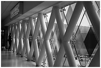 Multicolored windows, Miami International Airport, Miami. Florida, USA ( black and white)