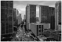 Brickell Skyline at dusk, Miami. Florida, USA ( black and white)