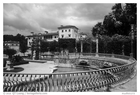 Villa Vizcaya, Coconut Grove, Miami. Florida, USA (black and white)