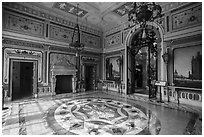 Lobby, Vizcaya Museum, Coconut Grove, Miami. Florida, USA ( black and white)