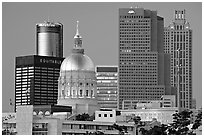 Georgia Capitol and high rise buildings, dusk. Atlanta, Georgia, USA ( black and white)