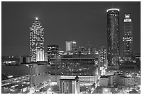 Downtown High-rise buildings at night. Atlanta, Georgia, USA (black and white)