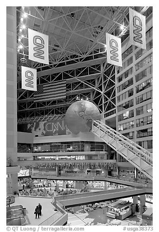 Inside CNN Center. Atlanta, Georgia, USA (black and white)