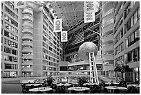 Atrium inside CNN Center. Atlanta, Georgia, USA ( black and white)