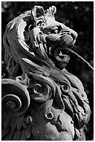 Lion fountain in front of Cotton Exchange. Savannah, Georgia, USA (black and white)