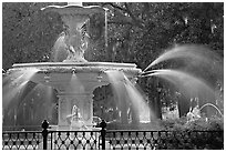 Detail of 1858 fountain in Forsyth Park. Savannah, Georgia, USA ( black and white)